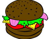 Disegno Hamburger completo  pitturato su marco  valenziano