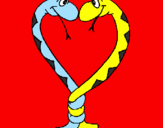 Disegno Serpenti innamorati  pitturato su ALICE