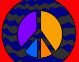 Disegno Simbolo della pace pitturato su pinpino