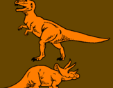 Disegno Triceratops e Tyrannosaurus Rex pitturato su SAMUELE VITALE