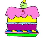 Disegno Torta di compleanno  pitturato su torte