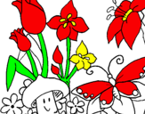 Disegno Fauna e Flora pitturato su rebecca andretta