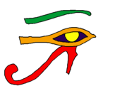 Disegno Occhio di Horus  pitturato su marc