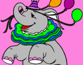 Disegno Elefante con 3 palloncini  pitturato su chiara