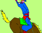 Disegno Cowboy a cavallo  pitturato su giovanni