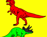 Disegno Triceratops e Tyrannosaurus Rex pitturato su nicholas