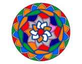 Disegno Mandala 1 pitturato su rosone tricolore