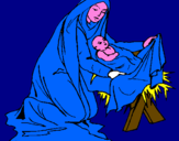 Disegno Nascita di Gesù Bambino pitturato su mattia giulietti