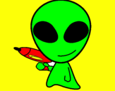 Disegno Alieno II pitturato su mattia