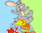 Disegno Coniglio di Pasqua pitturato su mattia santucci