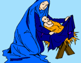 Disegno Nascita di Gesù Bambino pitturato su Camilla