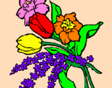 Disegno Mazzo di fiori pitturato su pocaontas