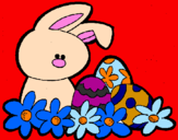Disegno Coniglietto di Pasqua  pitturato su flik-flak