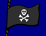 Disegno Bandiera dei pirati pitturato su clipto