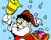 Disegno Babbo Natale con la sua campana  pitturato su mary