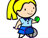 Disegno Ragazza che gioca a tennis  pitturato su elsa