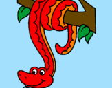 Disegno Serpente avvinghiata ad un albero  pitturato su lorenzo c.