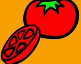 Disegno Pomodoro pitturato su stefano