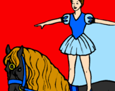 Disegno Trapezista in groppa al cavallo pitturato su SOFIA BERTONE