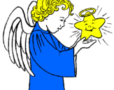 Disegno Angelo e stella  pitturato su angela