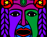 Disegno Maschera Maya pitturato su chiara