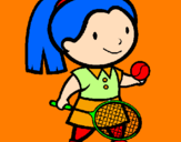 Disegno Ragazza che gioca a tennis  pitturato su sara