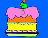 Disegno Torta di compleanno  pitturato su samya