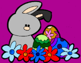Disegno Coniglietto di Pasqua  pitturato su jasmine