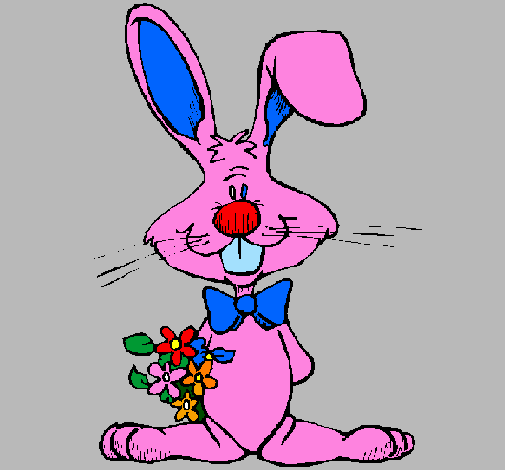 Coniglio con un mazzo di fiori 