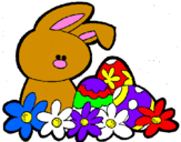 Disegno Coniglietto di Pasqua  pitturato su giorgi