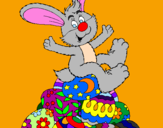 Disegno Coniglio di Pasqua pitturato su ROBERTA