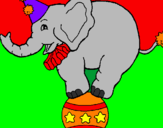 Disegno Elefante sulla palla  pitturato su pira