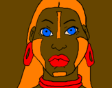Disegno Donna maya  pitturato su face