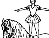 Disegno Trapezista in groppa al cavallo pitturato su ALICEPATERLINI