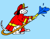 Disegno Dalmata pompiere  pitturato su Lisa