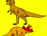 Disegno Triceratops e Tyrannosaurus Rex pitturato su luigi