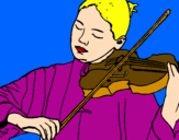 Disegno Violinista  pitturato su davis bona duce