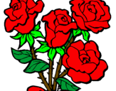Disegno Mazzo di rose  pitturato su 3 fiori