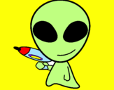 Disegno Alieno II pitturato su valentina raggi