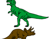 Disegno Triceratops e Tyrannosaurus Rex pitturato su Francesco