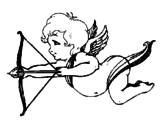 Disegno Cupido in volo  pitturato su o
