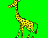 Disegno Giraffa  pitturato su ben 10