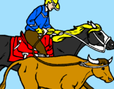 Disegno Cowboy e mucca  pitturato su Massimino