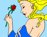 Disegno Principessa con una rosa pitturato su delia