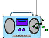 Disegno Radio cassette 2 pitturato su sarina 4e