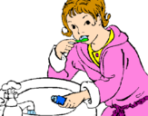Disegno Bambino che si lava i denti  pitturato su GIORGIO
