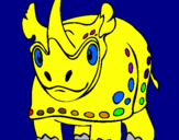 Disegno Rinoceronte  pitturato su elisa