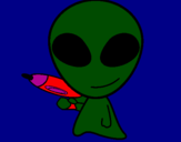 Disegno Alieno II pitturato su titti