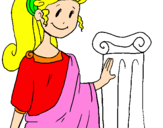Disegno Giovane romana pitturato su proserp