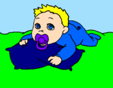 Disegno Bambino che gioca  pitturato su un   neonato    